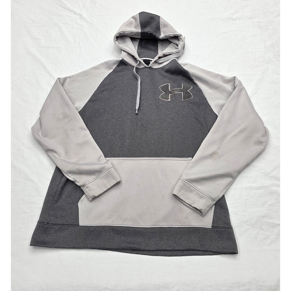 Under Armour Storm Hoodie Mens Large Grey Two Tone Raglan Pullover Sweatshirt